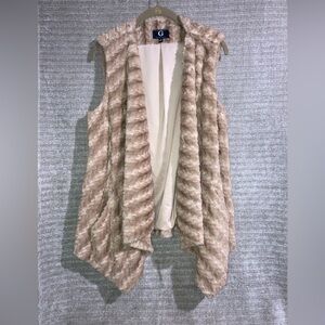 Y2K Boho Faux Fur Vest Boho Hippie Plush High Low Open Cardigan Womens S New